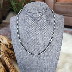 NWT Native American Sterling 16" 4mm Navajo Pearl Necklace 🩶🎁♥️